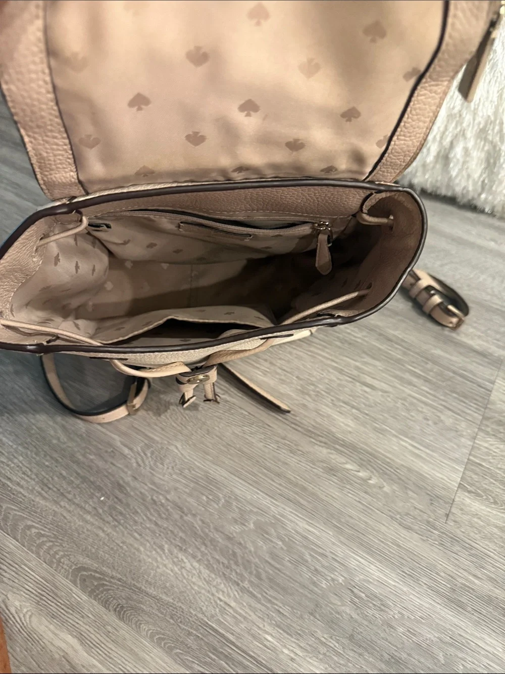 Kate Spade Two-Tone Light Beige and Cream Pebble Leather Backpack
